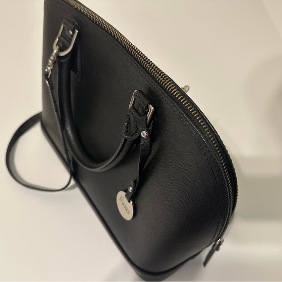 EUC Vintage Fiore Matte Black Italian Leather Alma Handbag - Picture 1 of 8